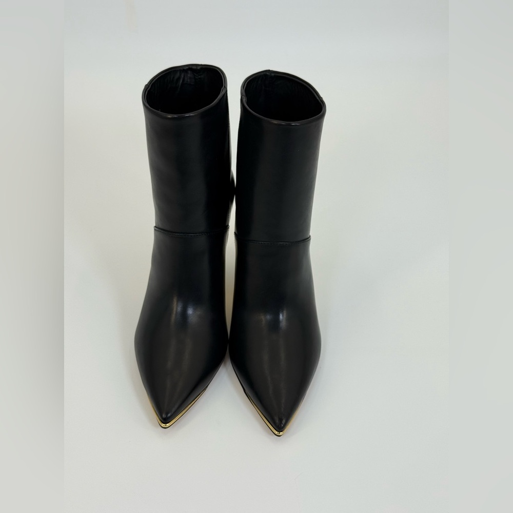Tory Burch Calf Leather Lila 90MM Booties With Gold Sculptural Heel Size 7 - Picture 15 of 17
